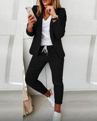 Wert | Slim-Fit-Blazer und bequeme Hose mit Kordelzug-Bonida Shop