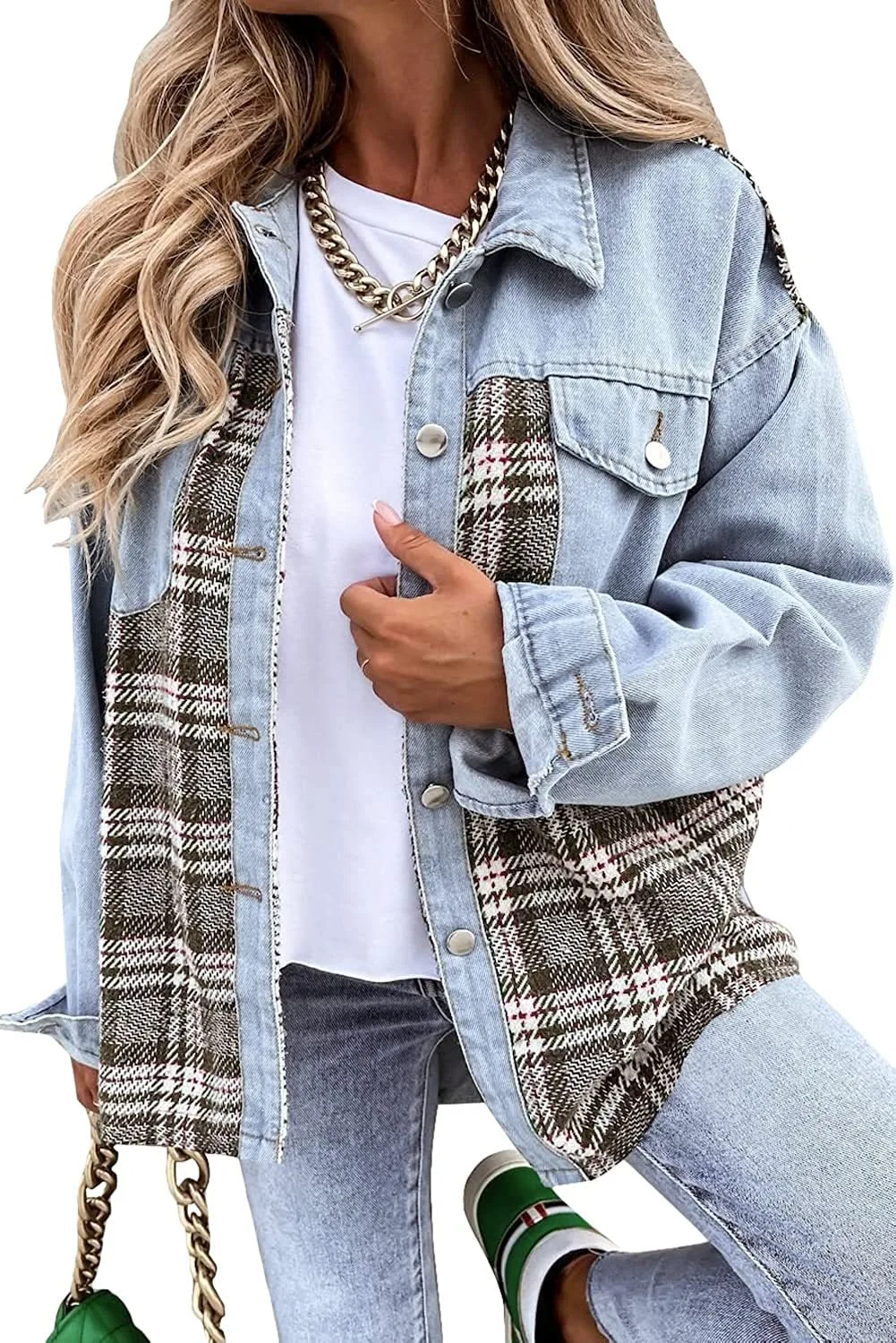 Maria | Karierte Jeansjacke